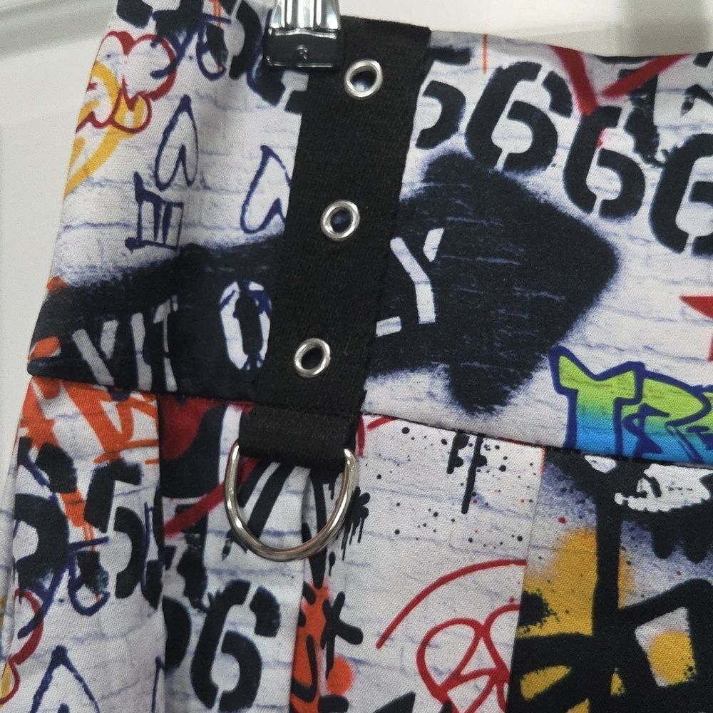 Current Mood Graffiti Pleated Mini Skirt Dolls Kill , NwT, LARGE - Picture 2 of 7